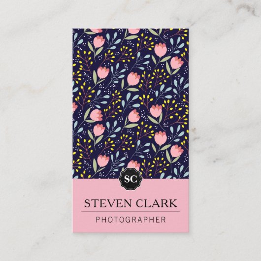 Natuurlijke ventilatorillustraties / Monogram (roz Visitekaartje (Voorkant)