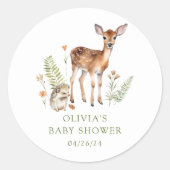 Natuurlijke verrukking herten baby shower ronde sticker (Voorkant)