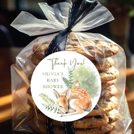 Natuurlijke verrukking herten baby shower ronde sticker