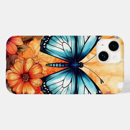Natuurlijke vlinder bloemenbloesem haven Waterverf Case-Mate iPhone Case (Achterkant (horizontaal))