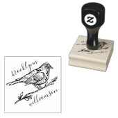 Natuurlijke  Vogel & tak Gepersonaliseerde naam Rubberstempel (Gestempeld)