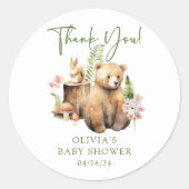 Natuurlijke Vreugde Beer Baby Shower Ronde Sticker (Voorkant)