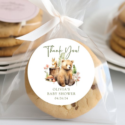 Natuurlijke Vreugde Beer Baby Shower Ronde Sticker