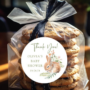 Natuurlijke Vreugde Konijn Baby Shower Ronde Sticker