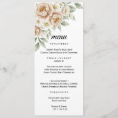 Natuurlijke Waterverf Botanische Trouwdinermenu Menu (Voorkant)