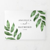 Natuurlijke Waterverf Handgeschilderd Greenery bru Drieluik Uitnodiging (Cover)