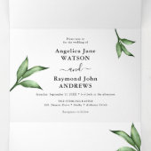 Natuurlijke Waterverf Handgeschilderd Greenery bru Drieluik Uitnodiging (Binnenkant midden)