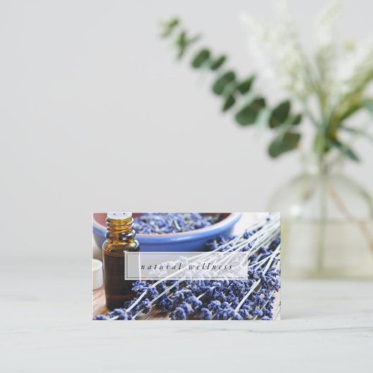 Natuurlijke Wellness Lavender Essential Oils Visitekaartje (Staand voorkant)