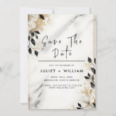 Natuurlijke werk gestapeld steen marmer bruiloft save the date (Voorkant)