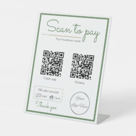 Natuurlijke wijze groen 2 qr code zakelijke scan t reclamebord met voetstuk