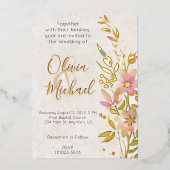 Natuurlijke wilde bloemen Bruiloft Folie Uitnodiging (Voorkant)