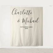 Natuurlijke Witte Script Minimalistische Trouw Ach Wandkleed (Voorkant)