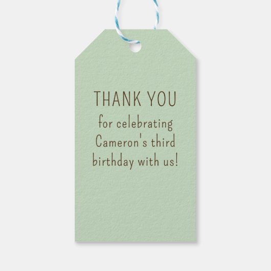 Natuurlijke Wonder Derde Verjaardag Dank u Cadeaulabel (Achterkant)