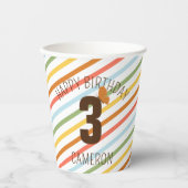 Natuurlijke Wonder Gestreept Verjaardagsfeest Papieren Bekers (Voorkant)