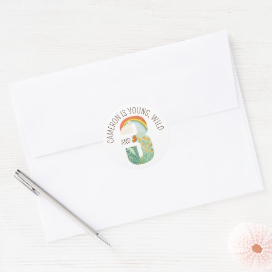 Natuurlijke Wonder Jong Wild en Drie Verjaardag Ronde Sticker (Envelop)