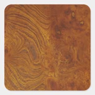 Natuurlijke Wood Grain Afbeelding met Golden Swirl Vierkante Sticker