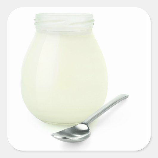 Natuurlijke yoghurt vierkante sticker (Voorkant)