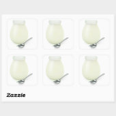 Natuurlijke yoghurt vierkante sticker (Vel)