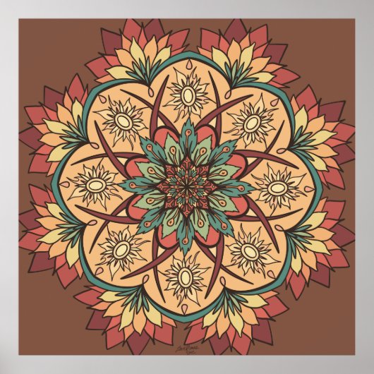 Natuurlijke Zon Aarde Rhythm Mandala Poster (Voorkant)