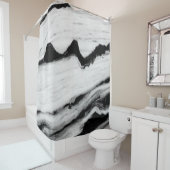 natuurlijke zwart-witte marmertextuur, luxueus douchegordijn (In situ)