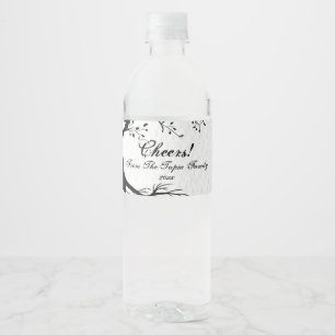 Natuurlijke, zwarte en witte bomen waterfles etiket