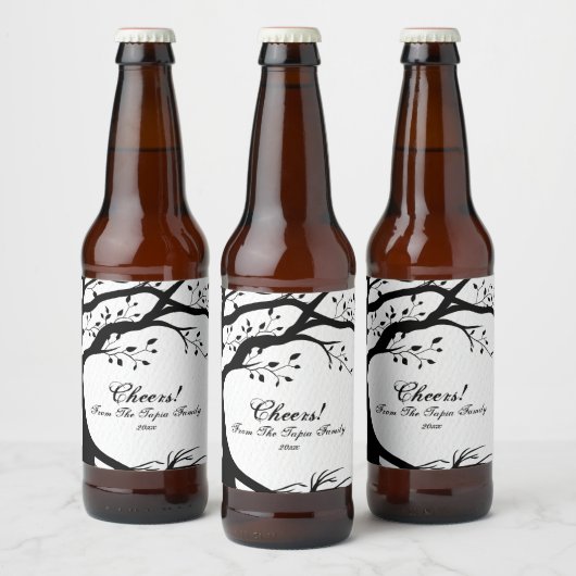 Natuurlijke, Zwarte en Witte Boom Bier Etiket (Flessen)