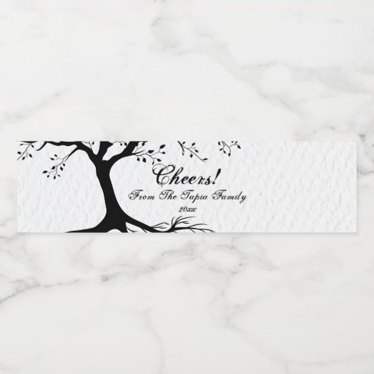 Natuurlijke, Zwarte en Witte Boom Waterfles Etiket (Enkel label)