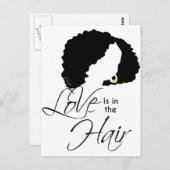 Natuurlijke zwarte haarhaar | Liefde zit in de Hai Briefkaart (Voorkant / Achterkant)