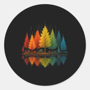Natuurreflectie Bos Bomen Buiten Natuur Dieren Ronde Sticker