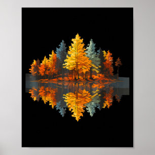 Natuurreflectie herfst bos buiten grafisch poster