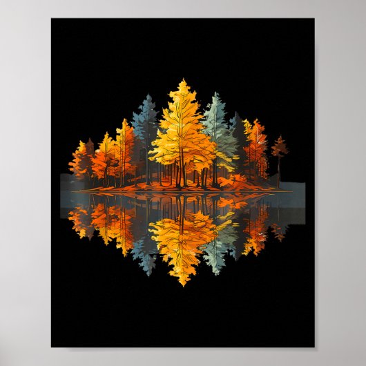 Natuurreflectie herfst bos buiten grafisch poster (Voorkant)