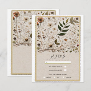 Natuur's Beauty Botanical Flowers & Leaves RSVP Kaart