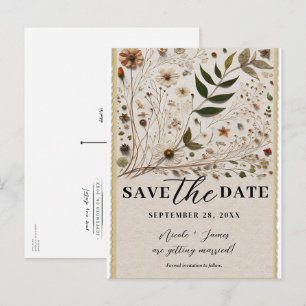 Natuur's Beauty Botanical Flowers Save the Date Aankondigingskaart