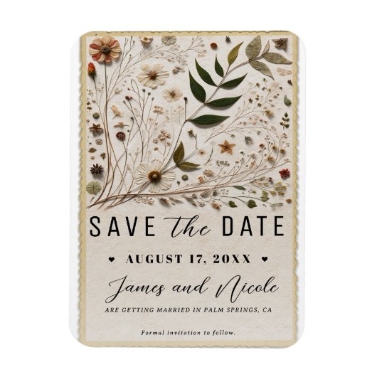 Natuur's Beauty Botanical Flowers Save the Date Magneet (Verticaal)