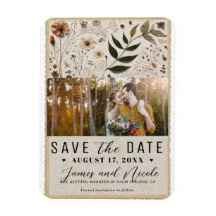 Natuur's Beauty Botanical Flowers Save the Date Magneet
