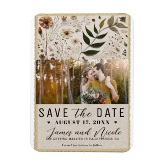Natuur's Beauty Botanical Flowers Save the Date Magneet