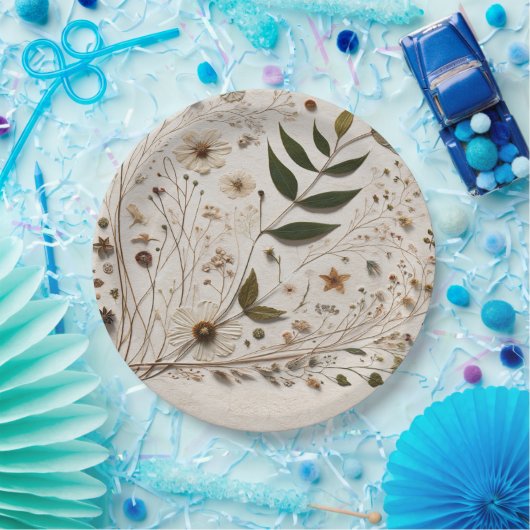 Natuur's Beauty Botanische Bloemen & Bladeren Brui Papieren Bordje (Feest)