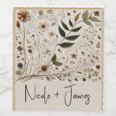 Natuur's Beauty Botanische Bloemen & Bladeren Brui Wijn Etiket (Enkel label)