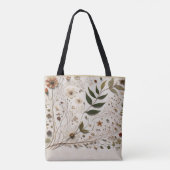 Natuur's Beauty Botanische Bloemen & Bladeren Tote Bag (Achterkant)