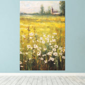 Natuur's Canvas: olieverfschilderij van wilde bloe Canvas Afdruk (Insitu (Houten vloer))