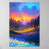 Natuur's Canvas, Sunset Glow over Valley Poster (Voorkant)