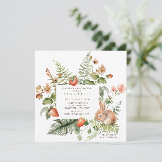 Natuur's Delight Bunny Baby shower Kaart (Staand voorkant)