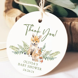 Natuur's Delight Fox Baby shower Favor Gift Label