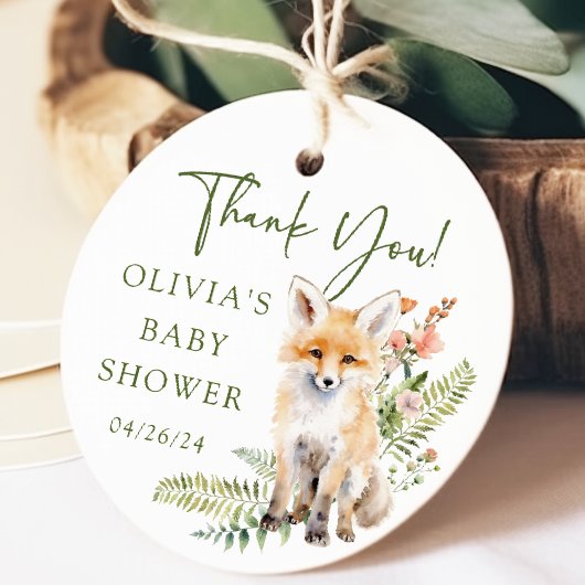 Natuur's Delight Fox Baby shower Favor Gift Label