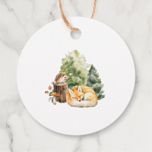 Natuur's Delight Fox Baby shower Favor Gift Label (Achterkant)