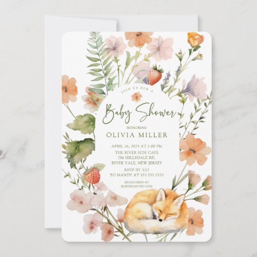Natuur's Delight Fox Baby shower Uitnodiging (Voorkant)
