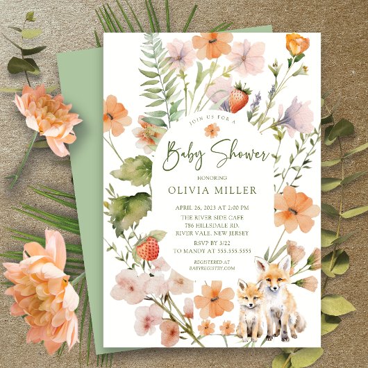 Natuur's Delight Fox Baby shower Uitnodiging