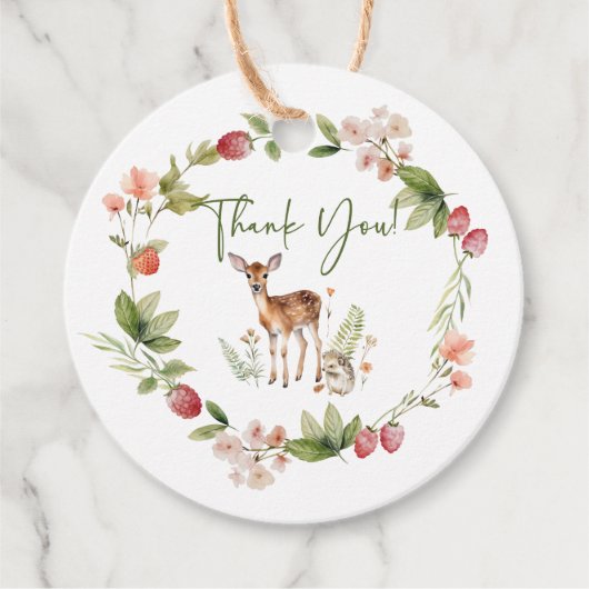 Natuur's Delight Herten Baby shower Favor Gift Lab Bedankjes Labels (Voorkant)
