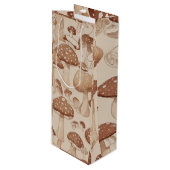 Natuur's Delight: Mushroom-thema kunstwerk Wijn Cadeautas (Voorkant Gekanteld)