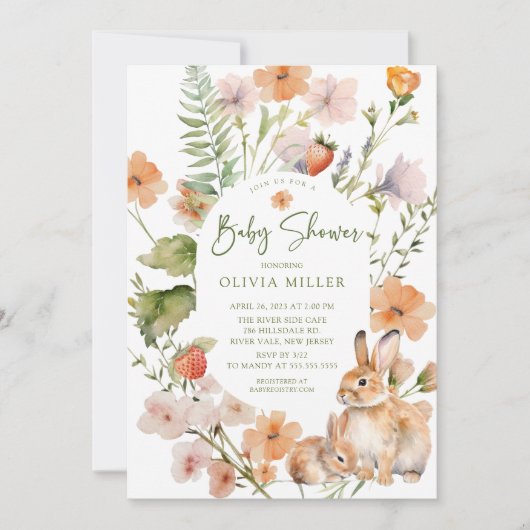 Natuur's Delight Rabbit Baby shower Invitation Kaart (Voorkant)